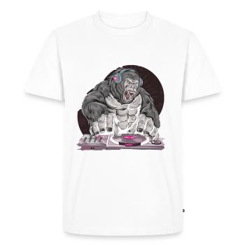 GORILLE MUSIQUE HIP HOP - T-shirt Premium bio Homme - blanc - Devant - Nico (187cm)