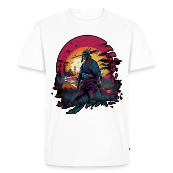 Chinese Warrior emerging from sunset, vector - Men's Premium Organic T-Shirt - white - Front - Nico (187cm)