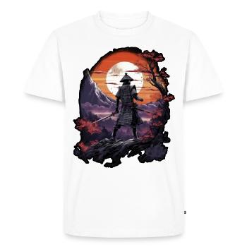 Chinese Warrior emerging from sunset, vector - Men's Premium Organic T-Shirt - white - Front - Nico (187cm)