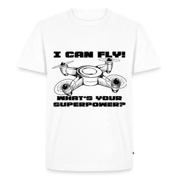 Je peux voler. Quel est votre superpouvoir ? Drone - T-shirt Premium bio Homme - blanc - Devant - Nico (187cm)