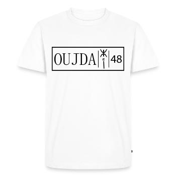 Plaque d'immatriculation Oujda 48 Original Maroc - T-shirt Premium bio Homme - blanc - Devant - Nico (187cm)