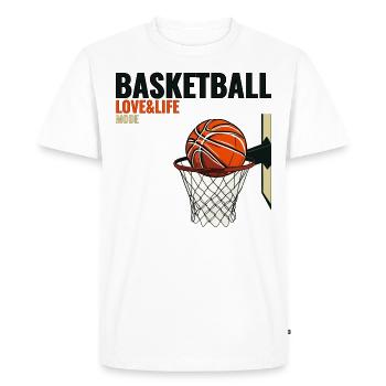 Basket-ball - Amour, Vie, Mode - T-shirt Premium bio Homme - blanc - Devant - Nico (187cm)