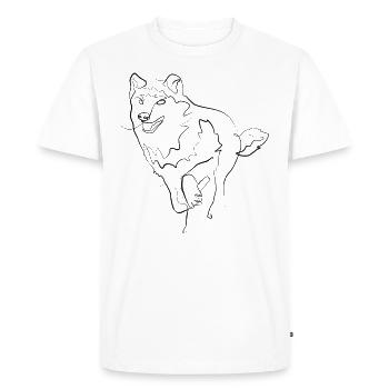 Wolf Dog - one line drawing - Men's Premium Organic T-Shirt - white - Front - Nico (187cm)