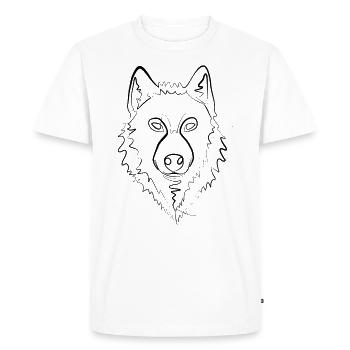 Wolf - one line drawing - Men's Premium Organic T-Shirt - white - Front - Nico (187cm)