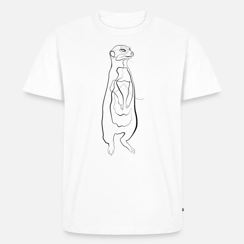 Erdmännchen - one line drawing - Männer Premium Bio T-Shirt - Weiß