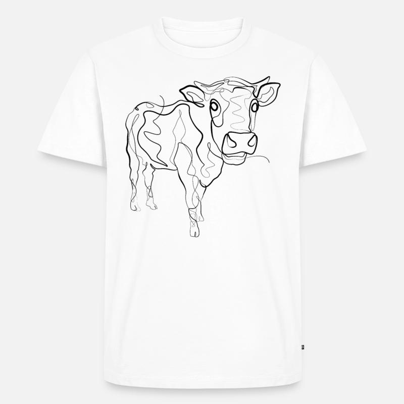 Kuh Bauer - one line drawing - Männer Premium Bio T-Shirt - Weiß
