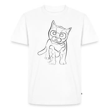 Baby Kitten - one line drawing - Men's Premium Organic T-Shirt - white - Front - Nico (187cm)