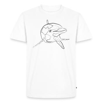 Dolphin Marine Animal - one line drawing - Men's Premium Organic T-Shirt - white - Front - Nico (187cm)