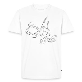 Calamar - one line drawing - T-shirt Premium bio Homme - blanc - Devant - Nico (187cm)