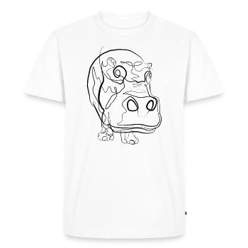 Hippopotames - one line drawing - T-shirt Premium bio Homme - blanc - Devant - Nico (187cm)