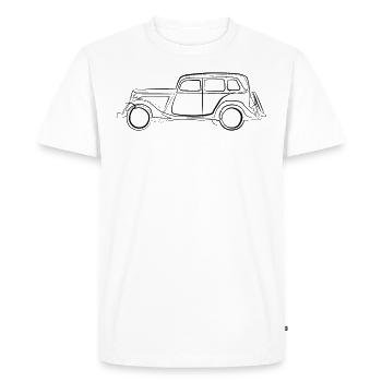 Car Oldtimer retro - one line drawing - Men's Premium Organic T-Shirt - white - Front - Nico (187cm)