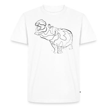 Hippopotames hippopotame - one line drawing - T-shirt Premium bio Homme - blanc - Devant - Nico (187cm)