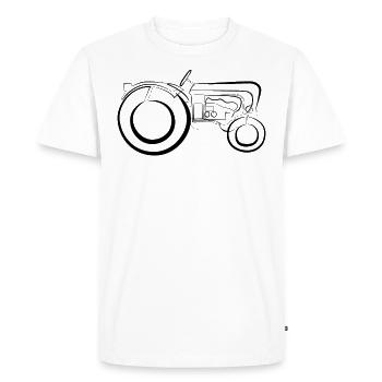 Oldtimer Traktor - one line drawing - T-shirt Premium bio Homme - blanc - Devant - Nico (187cm)