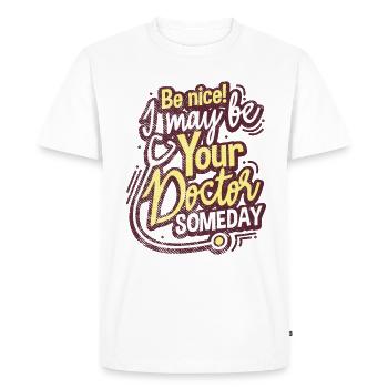 Étudiant en médecine - T-shirt Premium bio Homme - blanc - Devant - Nico (187cm)
