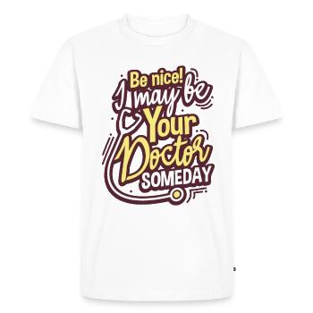 Étudiant en médecine - T-shirt Premium bio Homme - blanc - Devant - Nico (187cm)
