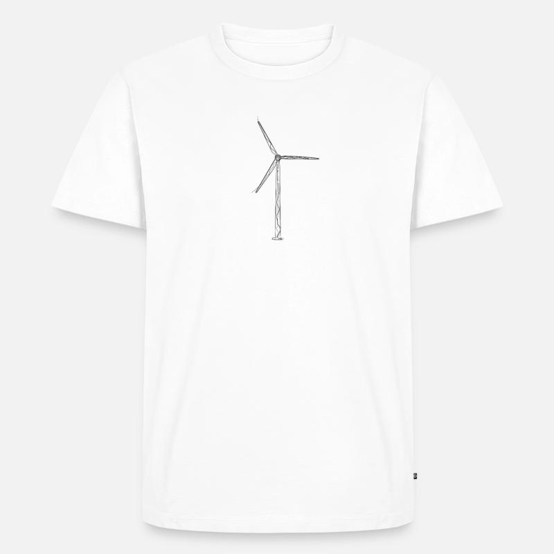 Windkraft Windrad - one line drawing - Männer Premium Bio T-Shirt - Weiß