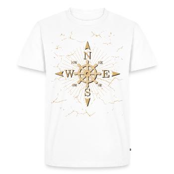 Rose des vents au volant - T-shirt Premium bio Homme - blanc - Devant - Nico (187cm)