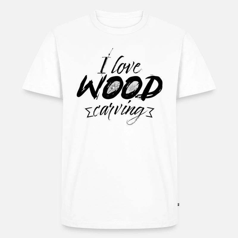 Holz Schnitzen - Männer Premium Bio T-Shirt - Weiß