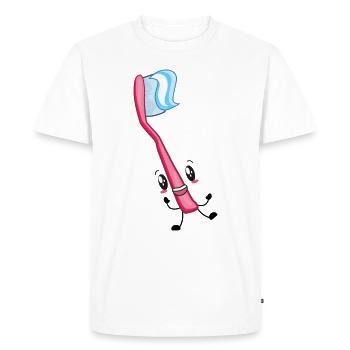 Brosse à dents Dentiste - T-shirt Premium bio Homme - blanc - Devant - Nico (187cm)