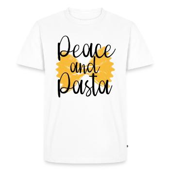 Paix et pâtes - T-shirt Premium bio Homme - blanc - Devant - Nico (187cm)