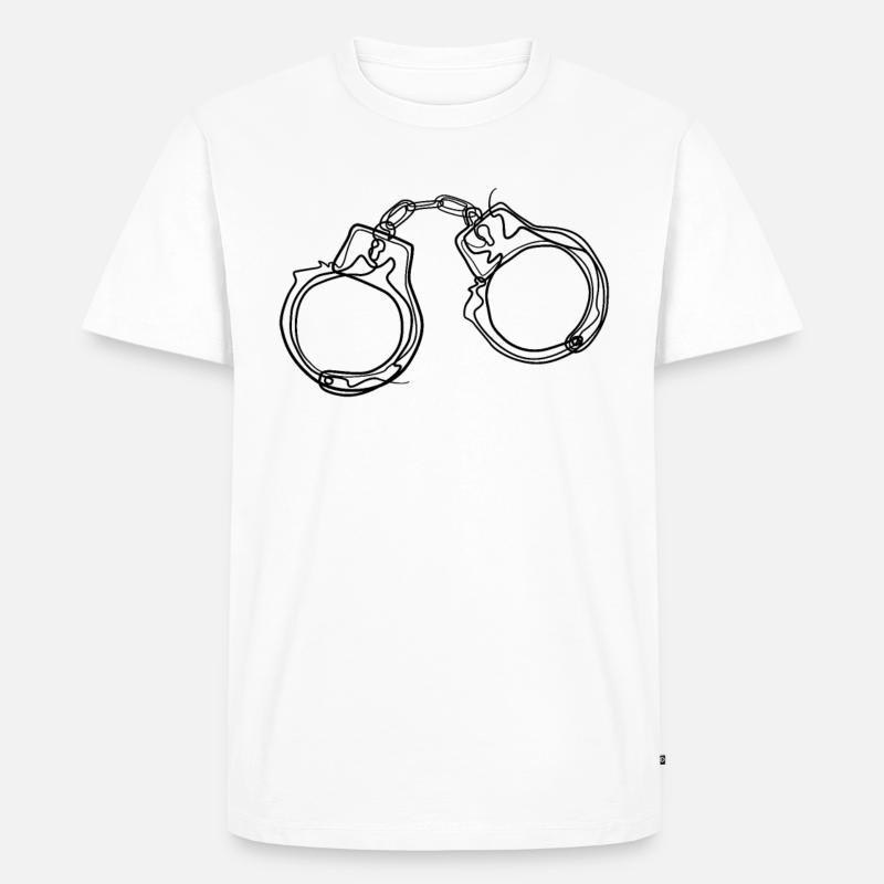 Handschellen - one line drawing - Männer Premium Bio T-Shirt - Weiß