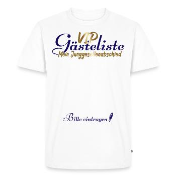VIP Gästeliste Junggesellenabschied JGA Gästebuch - Männer Premium Bio T-Shirt - Weiß - Vorne - Nico (187cm)