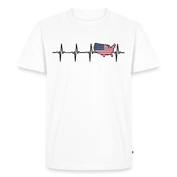Heartbeat USA Map Gift for Americans - Men's Premium Organic T-Shirt - white - Front - Nico (187cm)