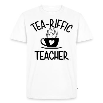 TeaRiffic Teacher Anglais professeur cadeau école - T-shirt Premium bio Homme - blanc - Devant - Nico (187cm)