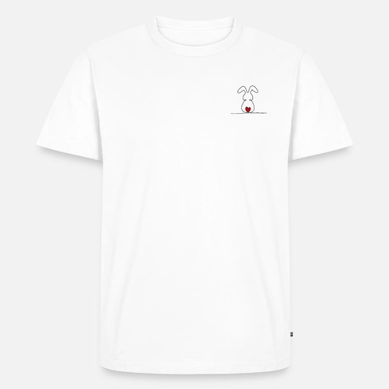 One-Line-Hase mit rotem Schwänzchen - Männer Premium Bio T-Shirt - Weiß