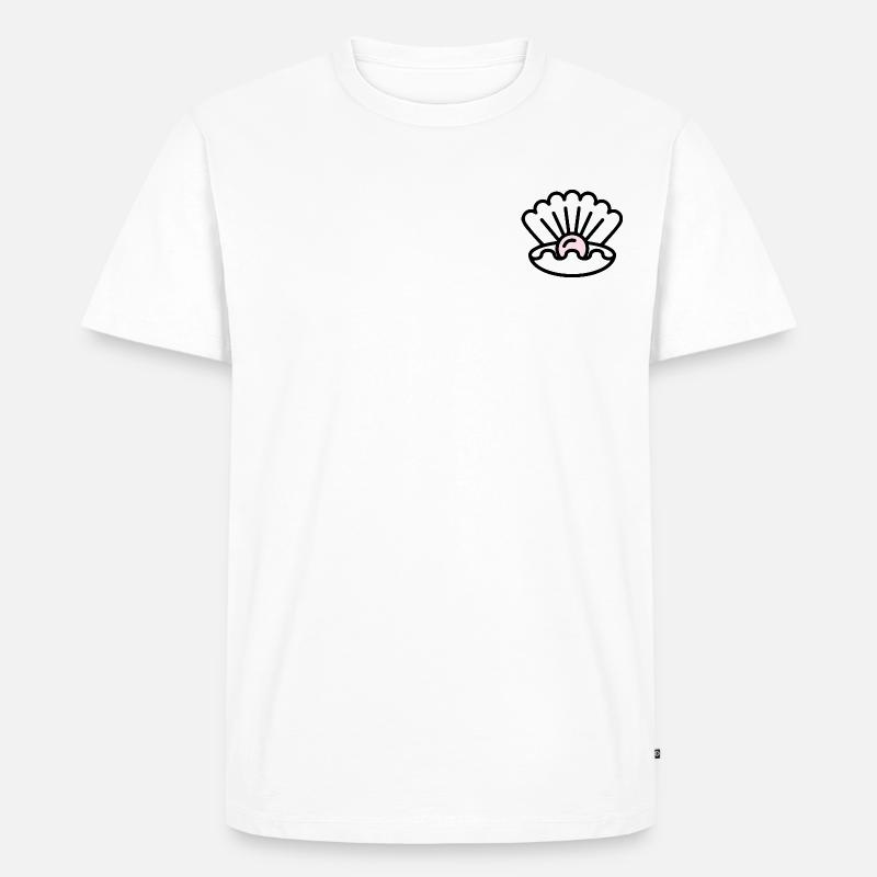 Muschel mit Perle Geschenk Idee - Männer Premium Bio T-Shirt - Weiß