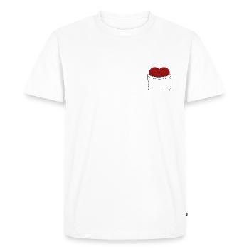 Coeur poche - T-shirt Premium bio Homme - blanc - Devant - Nico (187cm)