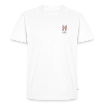 Lapin de dessin animé lapin blanc rose - T-shirt Premium bio Homme - blanc - Devant - Nico (187cm)