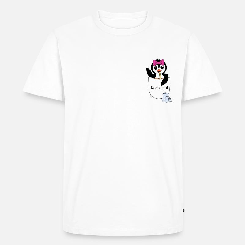 Pinguin in Brusttasche – Keep cool - Männer Premium Bio T-Shirt - Weiß