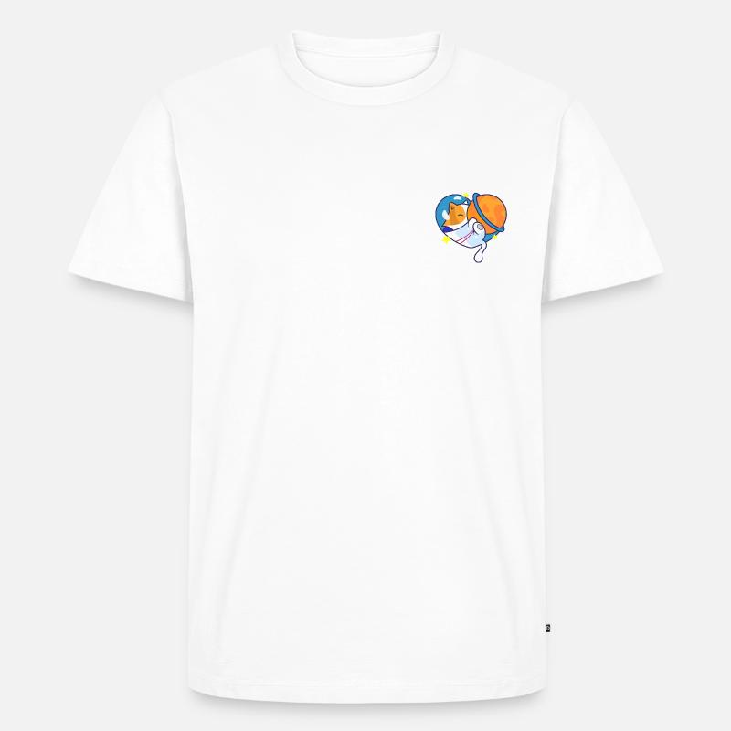 Die Katze im Universum - Männer Premium Bio T-Shirt - Weiß