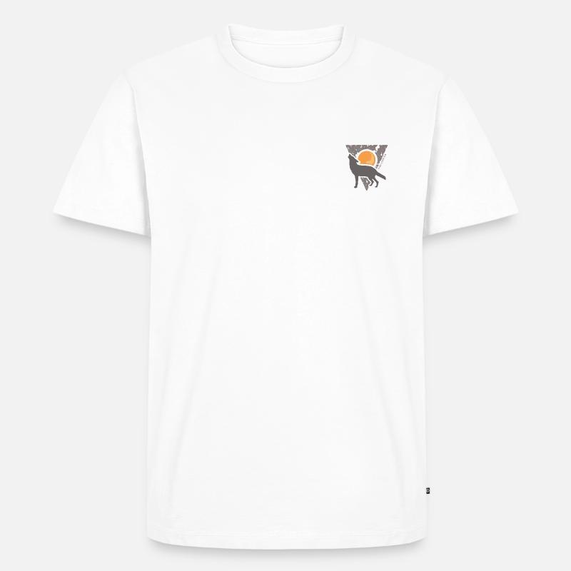 Wolf Vollmond - Männer Premium Bio T-Shirt - Weiß