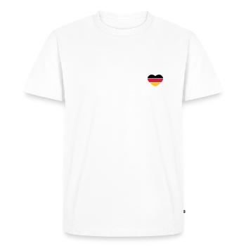 Herz 3 couleurs - Noir Rouge Or - France - T-shirt Premium bio Homme - blanc - Devant - Nico (187cm)