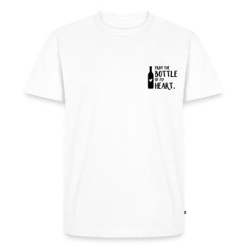 De la bouteille de mon cœur | L’amour du vin - T-shirt Premium bio Homme - blanc - Devant - Nico (187cm)