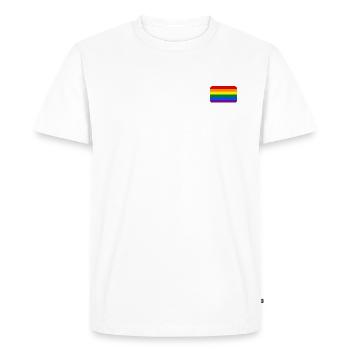 RAINBOW FLAG round corner 400 dpi - Men's Premium Organic T-Shirt - white - Front - Nico (187cm)