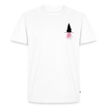 mer et montagne - Pin et corail - T-shirt Premium bio Homme - blanc - Devant - Nico (187cm)