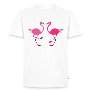 Flamants roses oiseaux animaux - T-shirt Premium bio Homme - blanc - Devant - Nico (187cm)