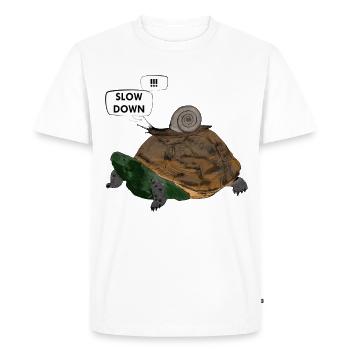 Funny turtle slug - Men's Premium Organic T-Shirt - white - Front - Nico (187cm)