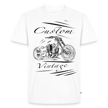 Moto collection Custom Vintage noir - T-shirt Premium bio Homme - blanc - Devant - Nico (187cm)
