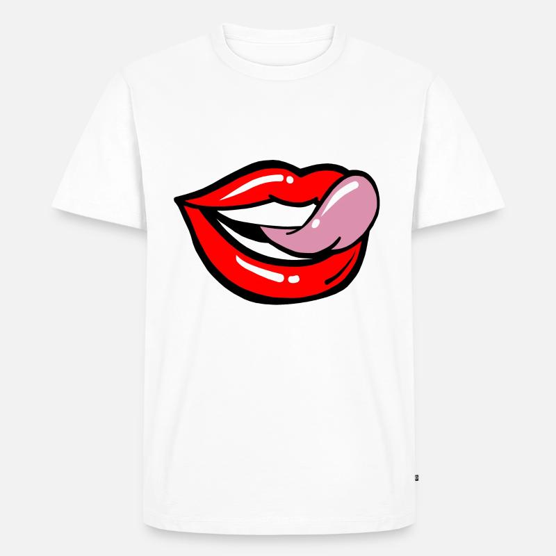 Lips lick - Männer Premium Bio T-Shirt - Weiß