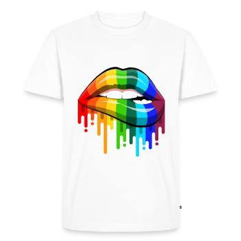 Lèvres arc-en-ciel - T-shirt Premium bio Homme - blanc - Devant - Nico (187cm)