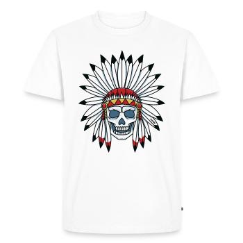 Cadeau de bijoux tête de mort indien tête de mort - T-shirt Premium bio Homme - blanc - Devant - Nico (187cm)