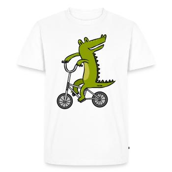Crocodile alligator reptile bike kids gift - Men's Premium Organic T-Shirt - white - Front - Nico (187cm)