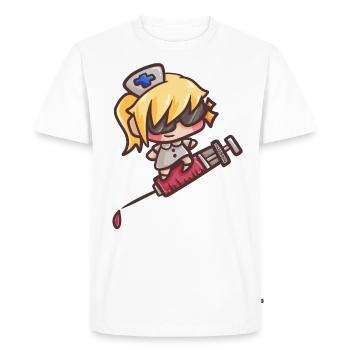 Cadeau de dessin animé de sang infirmière médecin seringue - T-shirt Premium bio Homme - blanc - Devant - Nico (187cm)