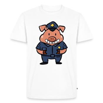 Police Security Piglet Kids Pig Gift - Men's Premium Organic T-Shirt - white - Front - Nico (187cm)