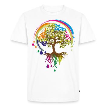 bunter Baum - Männer Premium Bio T-Shirt - Weiß - Vorne - Nico (187cm)