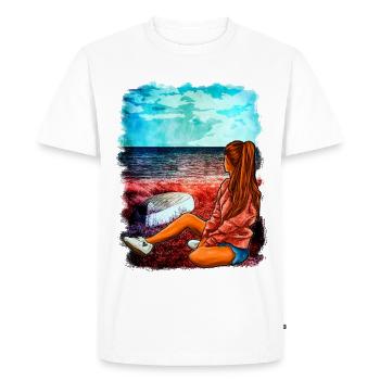 Beach sea girl illustration | Yolo artwork - Men's Premium Organic T-Shirt - white - Front - Nico (187cm)